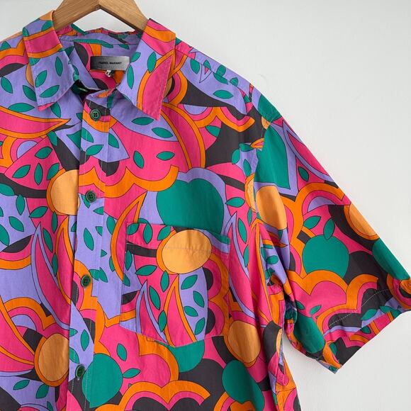 Isabel Marant Shirt Mens XL Psychedelic Disco Funk Groovy Pop Art Miami Vice - Picture 2 of 14